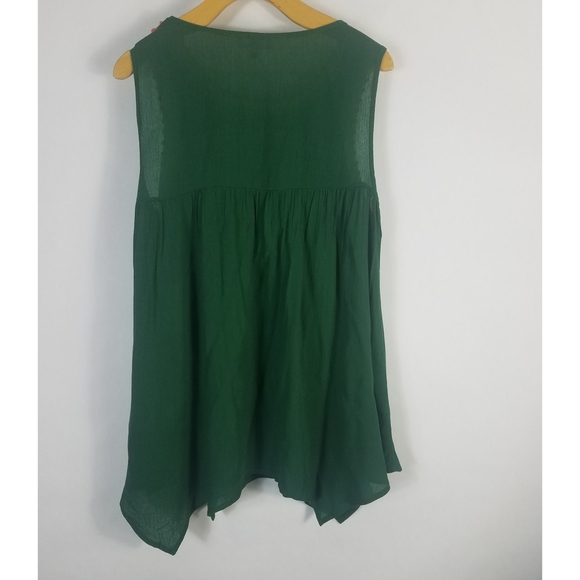 LC Lauren Conrad Green Crochet Boho Top M - Picture 2 of 9